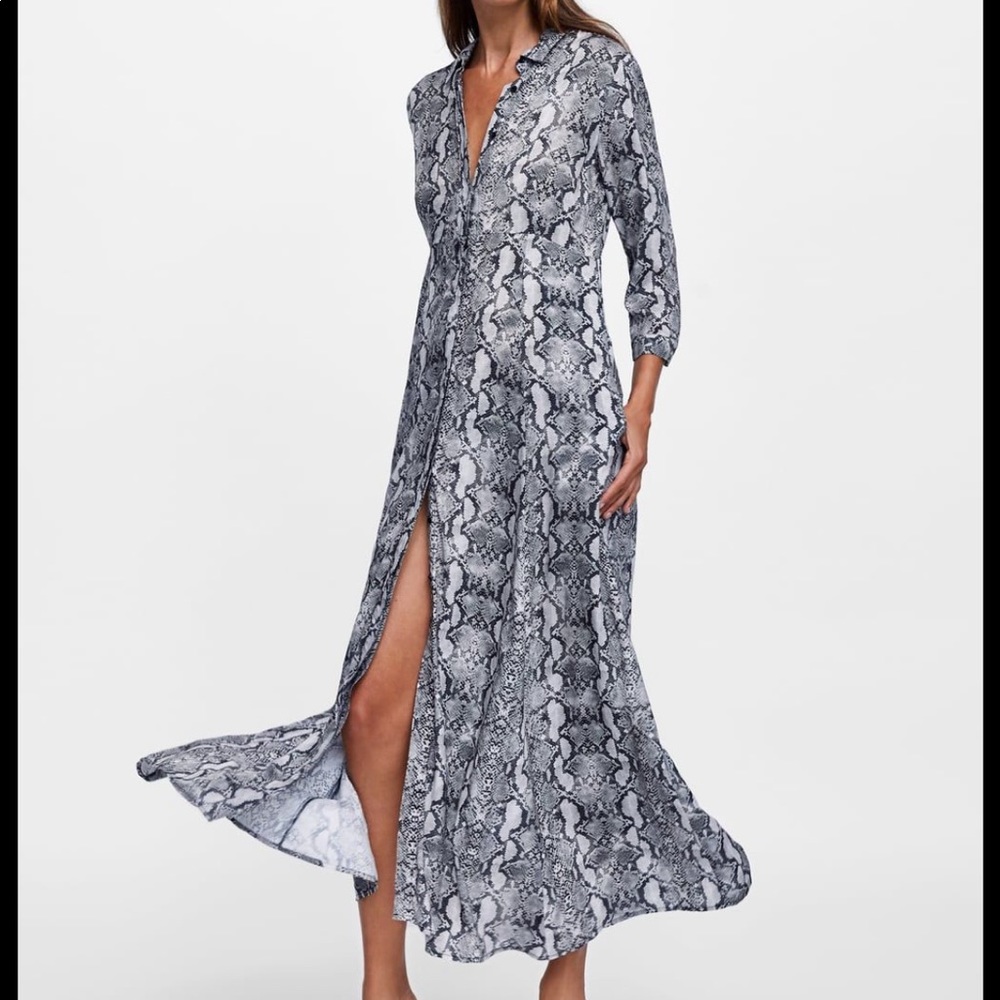 BRAND NEW Zara snake print shirt dress